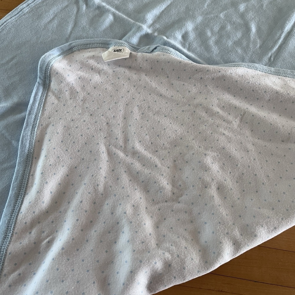 Made With Quality Mexican Parts Baby Boy Blanket Reversible Blue Polka Dots - Picture 4 of 7